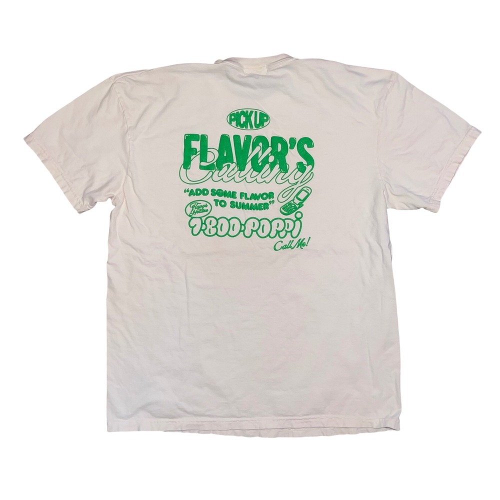 Poppi Soda Flavor's Calling White Green Puff Print Graphic T-Shirt Mens XL